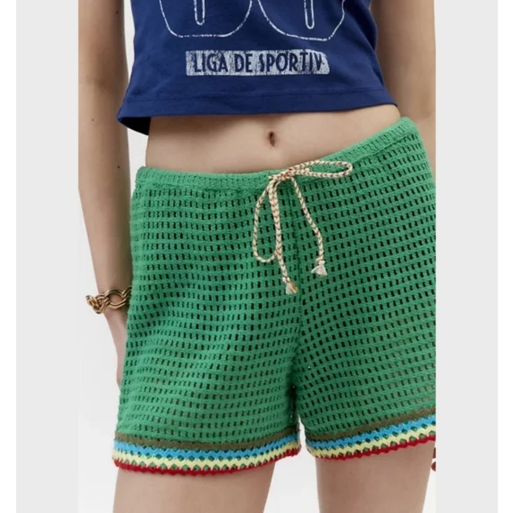 Urban Outfitters‎ BDG Baja Crochet Swim Cover Short 100% Cotton Crochet Green L